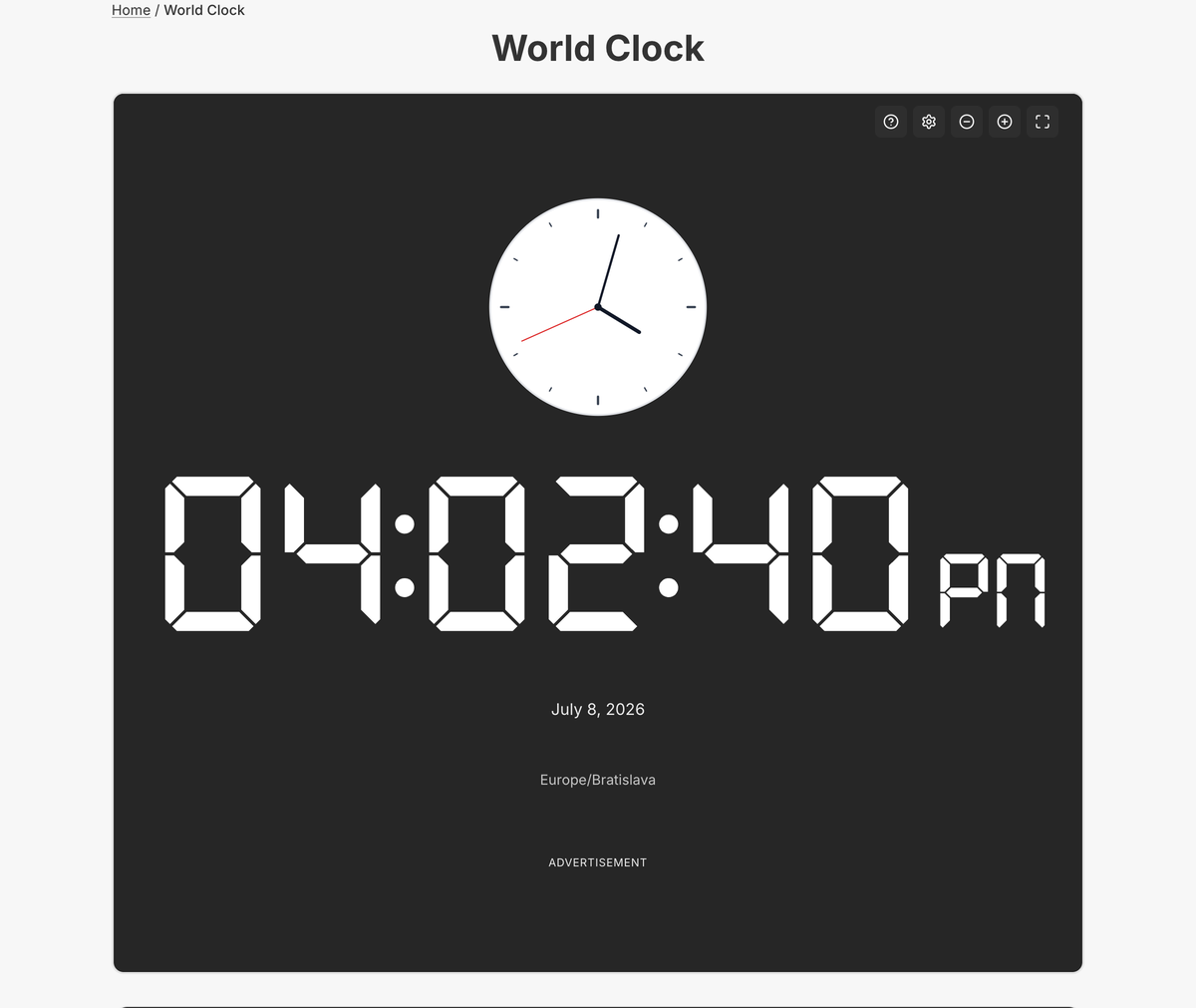 The World Clock tool on setalarmclock.net